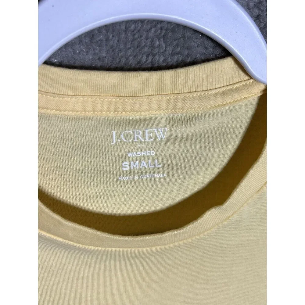J Crew‎ Washed Cotton Jersey Tee Shirt Mens Size Small Yellow Crew Neck T-Shirt